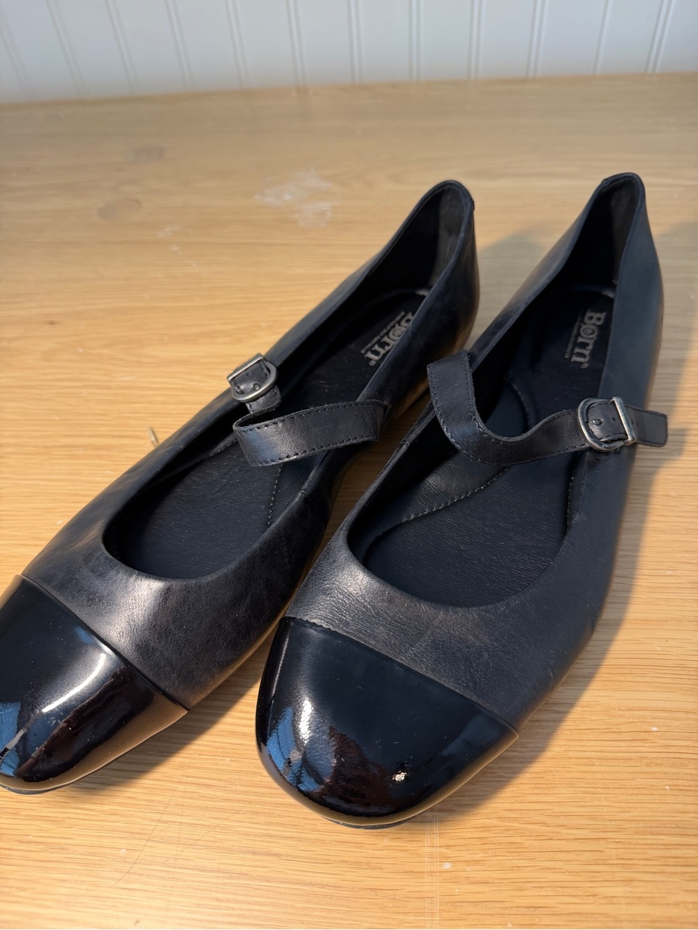 Born Black Mary Jane Flats with Patent Cap Toe